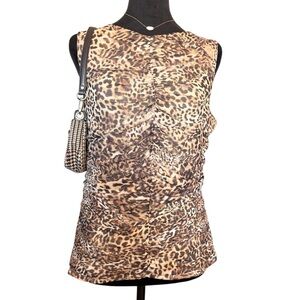 Vigoss Medium Cheetah Print Scrunched Sleeveless Tank Top